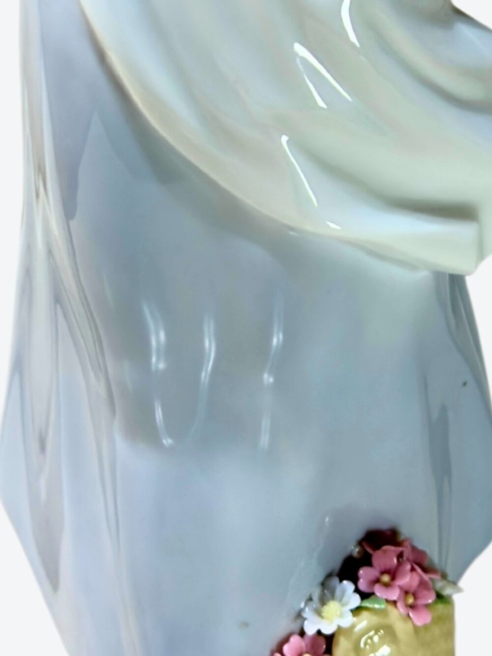 LLADRÓ Woman in the Wind Blue Dress Flower Basket Porcelain Figurine - Picture 15 of 15
